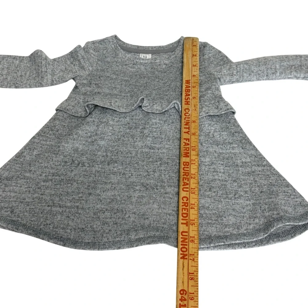 Baby Gap Toddler Girls Gray Heathered Ruffle Long Sleeve A-Line Dress 18-24M